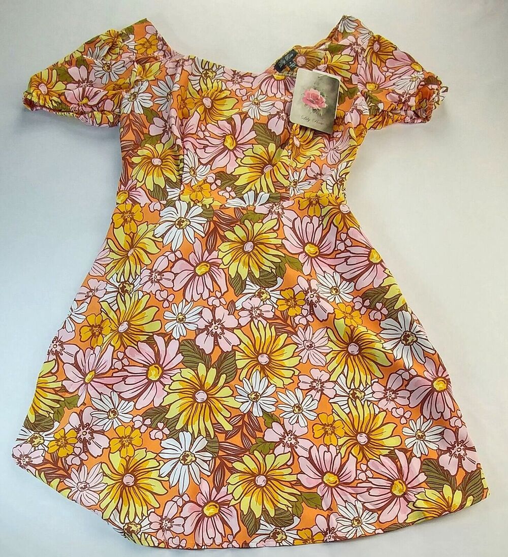 Lily Rose Keyhole Yellow Floral Back Keyhole Sundress Women’s Size Small NWT